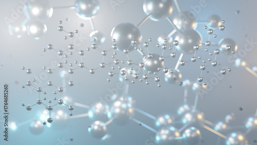 stevioside molecular structure, 3d model molecule, glycoside structural chemical formula view from a microscope