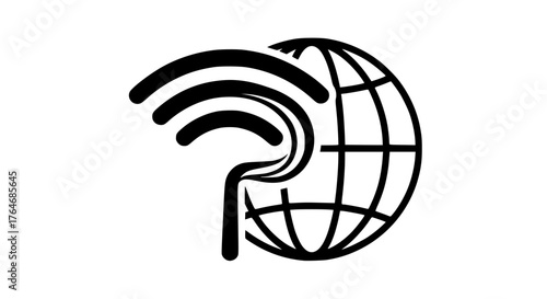 Vector of a Wi-Fi signal merging with a globe, symbolizing global connectivity