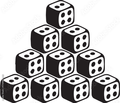 Set of Game Dice arranged in a formation all number 4 & 2 Artwork