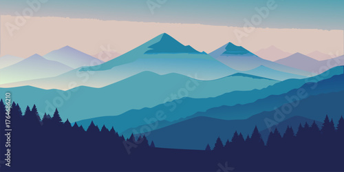 Layered Mountain Ranges in Soft Hues landscape nature