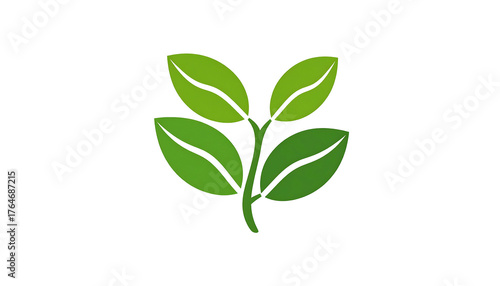 A green sprout with four leaves growing upwards on a black background, with a simple, stylized, cartoon look