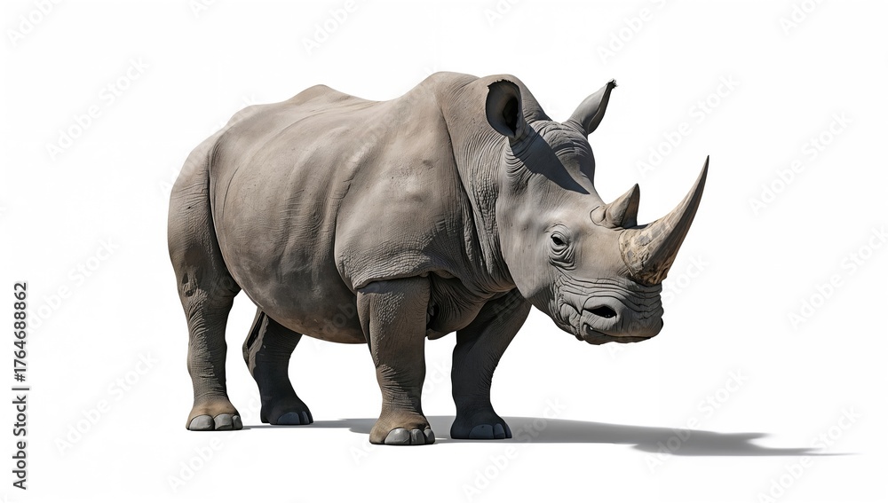 Obraz premium Isolated rhino against a plain white backdrop