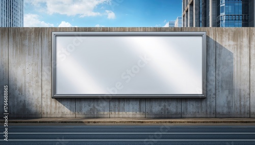 Fototapeta Naklejka Na Ścianę i Meble -  Blank billboard on the wall beneath the bridge. 3D rendering