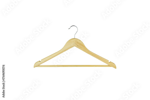 Wooden coat hanger isolated on transparent background. Png image