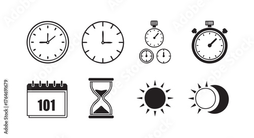 Clock calendar and hourglass symbolizing time management productivity and deadline concept