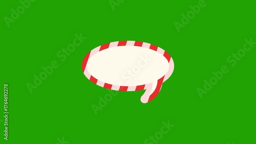 Animated chat or speech bubble with red and white border isolated on green screen. Perfect for social media, communication, or comic video projects.
