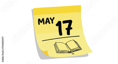 Reminder to celebrate world telecommunication and information society day with the book reading planned for may 17 on a yellow sticky note