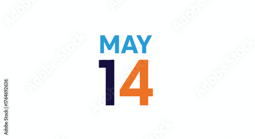 Vibrant May 14th Date Display in Bold, Modern Typography, Perfect for Event Promotion and Calendar Highlights