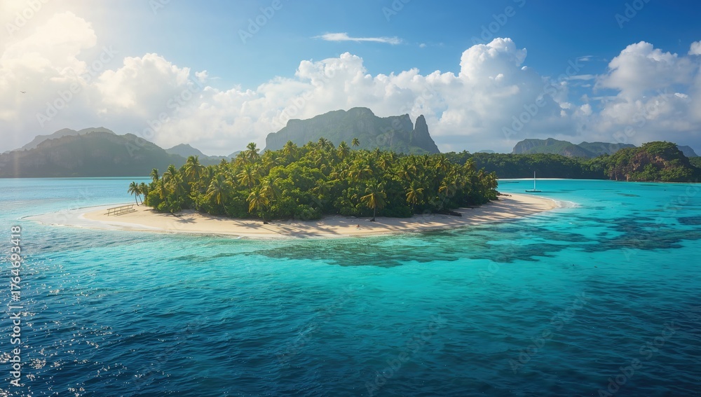 Fototapeta premium Sunlit Tropical Paradise Island