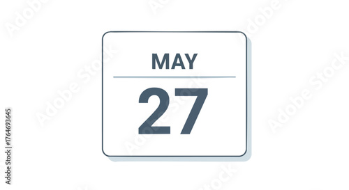Conceptual design illustrating the twenty-seventh day of May on an abstract minimalist calendar showcasing the importance of date awareness