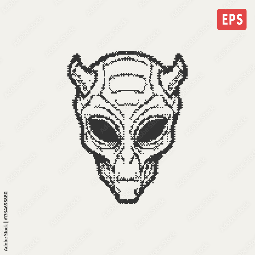 Obraz premium alien skull dystopia pixel art