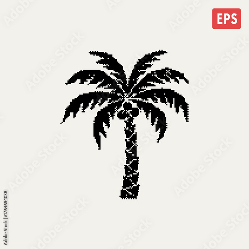 tropical palm tree retro pixel art