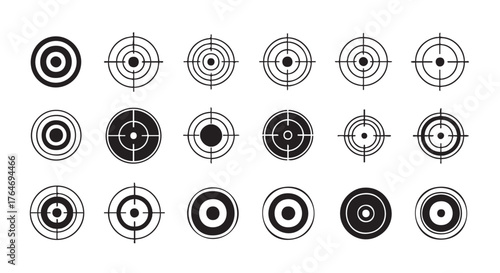 Collection of target icons with different designs on white background