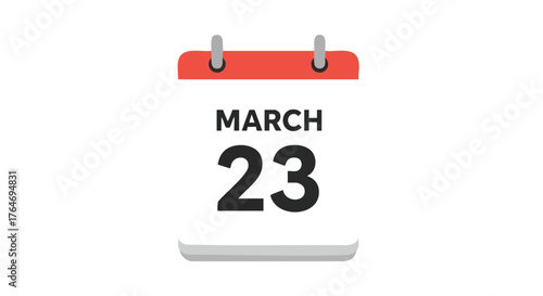 Stylized illustration of a tear-off calendar displaying the date March 23rd on a white backdrop