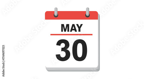 Graphical presentation displaying the thirtieth day of the May month to plan specific events or reminders marked with the classic calendar icon