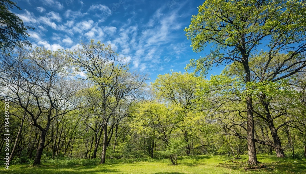 Fototapeta premium Stunning woodland scene in a small community