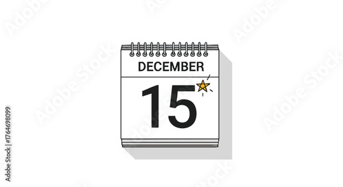 Calendar icon with December 15 date marked with a star for planning and reminders icon design