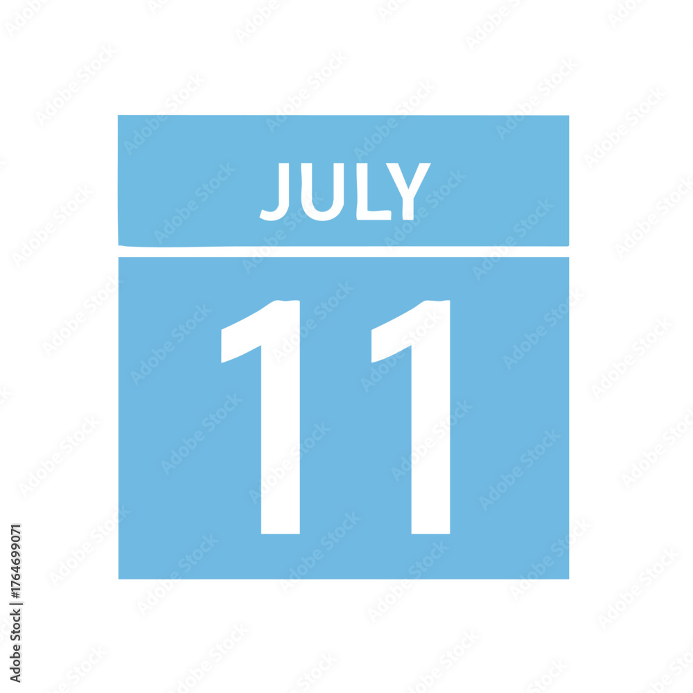 Fototapeta premium Calendar Icon Representing July 11th Marked Date for Reminder Scheduling or Event Indication simple visual
