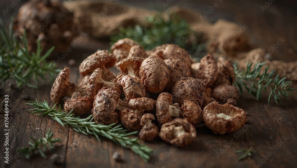 Obraz premium Dehydrated fungi harvested from conifer woods
