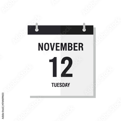 November twelfth isolated on white background showcasing a timely occasion and planning