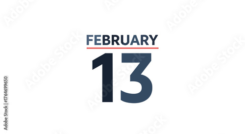 February Thirteenth Calendar Date Graphic for Schedules, Events, and Planning Illustrations