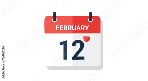 February 12th Calendar Icon Symbolizing Anticipation for Valentine's Day Event Planning Time Management and Upcoming Celebration Reminder Date
