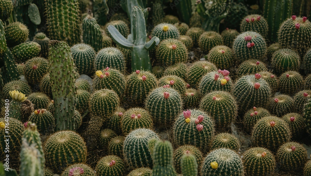 Obraz premium Close-up of a famous cactus collection featuring 25,000 plants, a beloved annual event established in 1926.