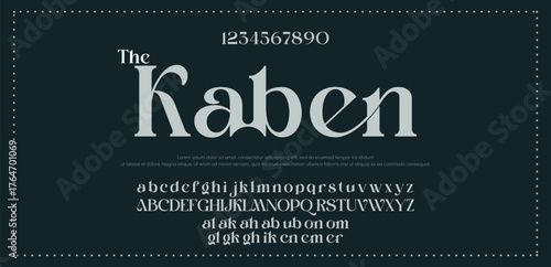 Elegant font set. Modern alphabet letters serif Lettering Typography Fonts uppercase and number. vector illustration