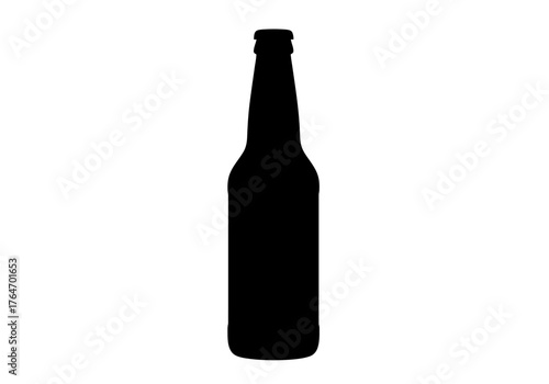Black silhouette of a longnecked bottle against a white background