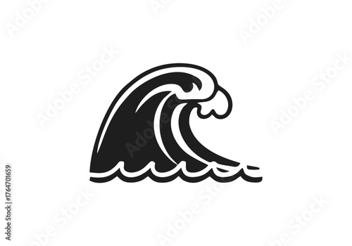 wave icon mono color silhouette vector design