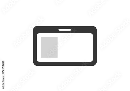 Blackbordered ID badge with a gray block on the left