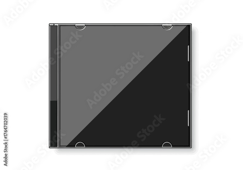 Isolated diagonally shaded black CD case top view
