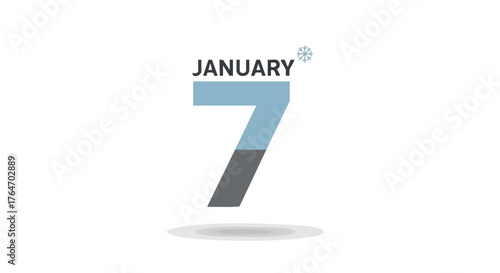 January 7th graphic with icy blue color representing the seventh day of the first month