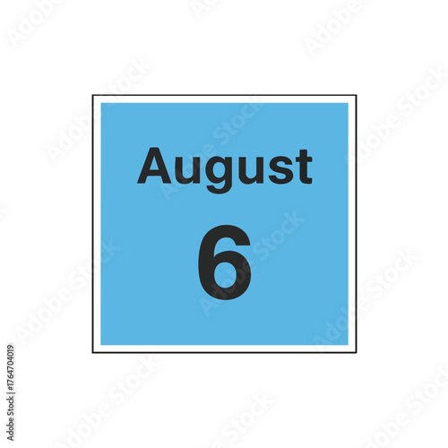 August sixth blue reminder block: calendar event notification date specification information