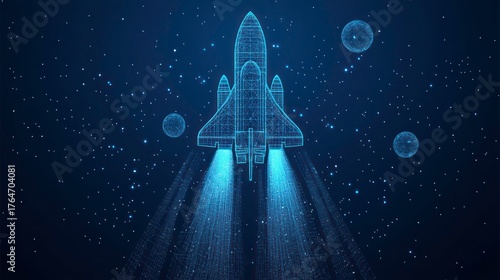 Fototapeta Naklejka Na Ścianę i Meble -  Futuristic rocket ship in space