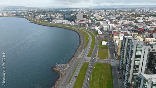 Aerial view of Reykjavík, Iceland.