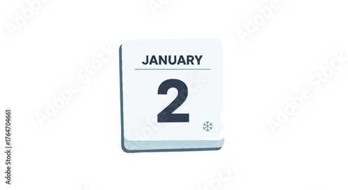 Illustrative calendar icon depicting the second day of january on a white background
