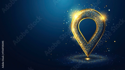 Golden location marker on dark background
