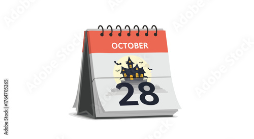 A Spooky Date Marked on a Calendar, Indicating Halloween Preparations Begin on October 28th