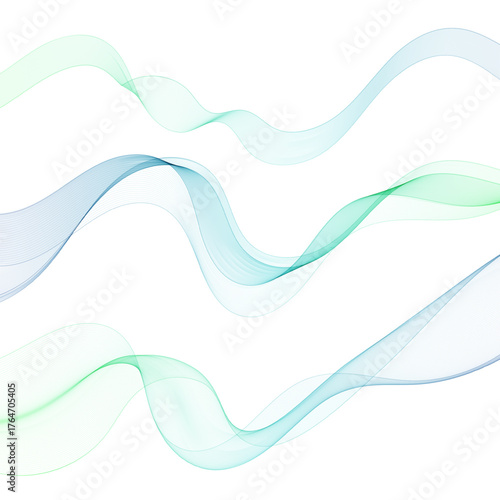 Abstract flowing blue-green lines creating a dynamic background with transparency. Eps 10