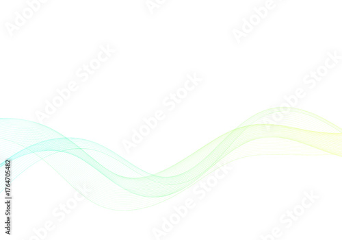 Bright green-blue wave pattern on a white background for modern technology design. Eps 10