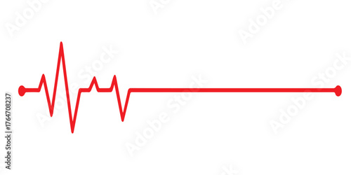 Vector art of red electrocardiogram heartbeat line