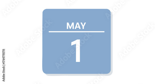 Minimalist May 1st calendar illustration representing a new month, start of something fresh and positive vibes, suitable for various projects, 88