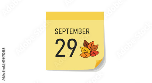 Stylized September 29th Calendar Icon Representing the Autumn Season with Festive Design Details and a Warm Color Palette
