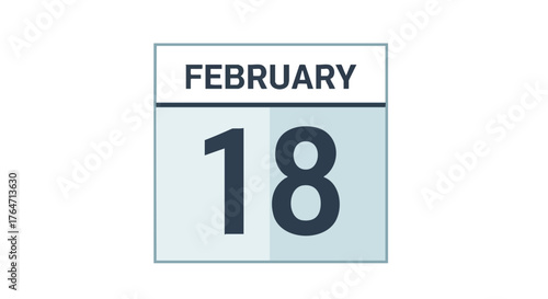 February Eighteenth Flat Vector Calendar Date Illustration for Event Planning and Scheduling  marking important day appointments holidays meetings