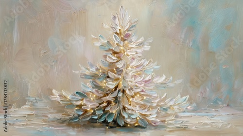 oil painting of elegant christmas tree
