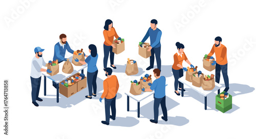 Isometric group collaborating on community food donation project