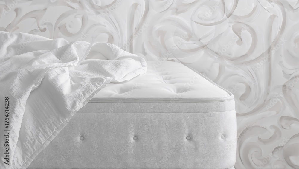 Fototapeta premium Detailed view of white mattress fabric texture