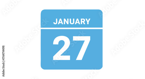 Light Blue Calendar Icon Displaying January 27th Representing a Specific Date or Event Emphasizing Temporal Context for Reminders or Schedules