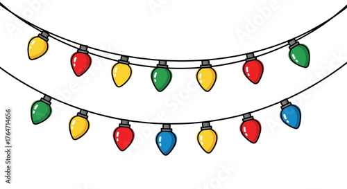 Colorful String Lights Illustration for Holiday Decorations and Celebrations